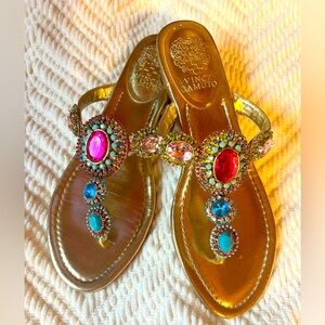 Vince Camuto gold and jeweled sandal